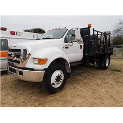 2007 FORD F750 S/A REEL CARRIER TRUCK, S/N 3FRXF75P17V509109, C7 CAT DIESEL ENG, 6 SPD TRANS, 14' OX
