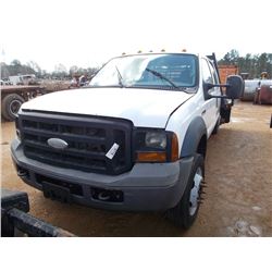 2006 FORD F550 S/A FLATBED TRUCK, S/N1FDAW56P66EB47676, POWERSTROKE DIESEL ENG, AUTO TRANS, CREW CAB
