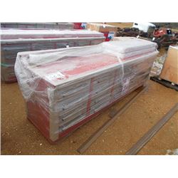 WORK BENCH 10' 20 DRAWER W/ HANGING 40" HIGH WALL