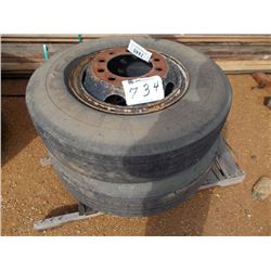 1 LOT (2) 9.00R20 TIRES & RIMS