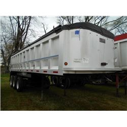 1999 TRAVIS 30' TRI-AXLE ALUMINUM DUMP TRAILER, S/N 1T91D3035X1247789, TARP, 11R24.5 TIRES, DISC WHE