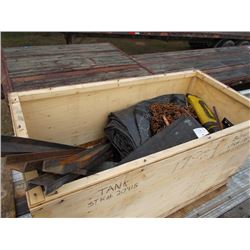 1 LOTS MISC CHAINS, BINDERS, TIE DOWN STRAPS, TARPS