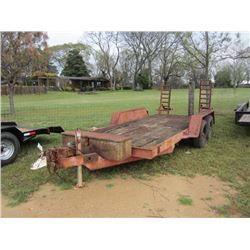 15' T/A TAG TRAILER, S/N , FOLD UP RAMPS, TOOBOX, SURGE BRAKE, ST225/47.5R15 TIRES