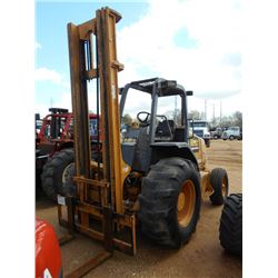 CASE 580G MAST FORKLIFT, S/N JJG0290019, 5,000# CAP, 4' FORKS, CANOPY, METER READING 7,771 HOURS