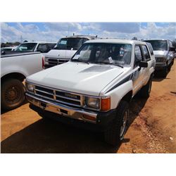 1988 TOYOTA SR5 4X4, S/N JT4RN62S9J0187315, GAS ENG, 5 SPD TRANS, ODOMETER READING 218,836 MILES