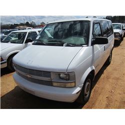 1999 CHEVY ASTRO VAN, S/N 1GNDM19W4XB203627, GAS ENG, AUTO TRANS, ODOMETER READING 153,474 MILES (CO