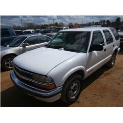 1999 CHEVROLET BLAZER, S/N 1GNDT13W0XK235972, GAS ENG, AUTO TRANS, ODOMETER READING 165,884 MILES (C