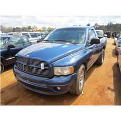 2002 DODGE RAM 1500 PICKUP, S/N 1D7HA16212J158698, GAS ENG, A/T, ODOMETER READING 152,745 MILES