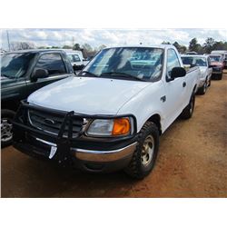 2004 FORD F150 XL 4X4 PICKUP, S/N 2FTRF18W14CA72344, V8 GAS ENG, AUTO TRANS, ODOMETER READING 189,61
