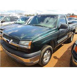 2003 CHEVROLET 1500 PICKUP, S/N 1GCEC14T13Z188888, GAS ENG, AUTO TRANS, ODOMETER READING 164,571 MIL