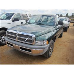 2000 DODGE RAM 1500 PICKUP, S/N 1B7HC16XPY5578232, V6 GAS ENG, AUTO TRANS, ODOMETER READING 86,559 M