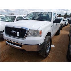 2007 FORD F150 XLT CREWCAB 4C4 PICKUP, S/N 1FTRW14W97FA21561, V8 GAS, A/T, ODOMETER READING 146,342 
