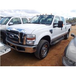 2008 FORD F250 4X4 PICKUP, S/N 1FTSW21508ED12573, V8 GAS ENG, AUTO TRANS, CREW CAB, ODOMETER READING
