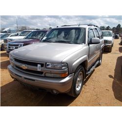 2005 CHEVROLET TAHOE Z71 4X4, S/N 1GNEK13T65R204663, GAS ENG, AUTO TRANS, ODOMETER READING 208,081 M