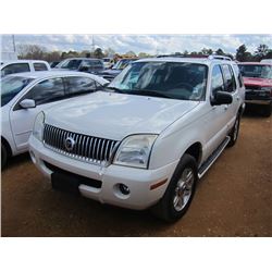 2004 MERCURY MOUNTAINEER PREMIER SUV, S/N 4M2DU66K14ZJ17096, V6 GAS ENG, A/T, ODOMETER READING 169,3