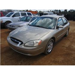 2001 FORD TAURUS, S/N 1FAHP56S71G113284, GAS ENG, A/T, ODOMETER READING 157,730 MILES