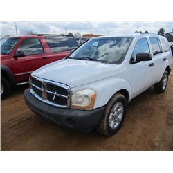 2004 DODGE DURANGA SUV, S/N 1D4HD38N84F175224, 4.7 LT, V8 GAS ENG, AUTO TRANS, ODOMETER READING 198,