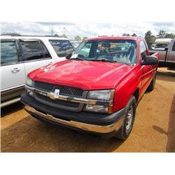 2004 CHEVROLET 1500 4X4 PICKUP, S/N 1GCEK14X64Z312841, GAS ENG, AUTO TRANS, LONG BED, ODOMETER READI