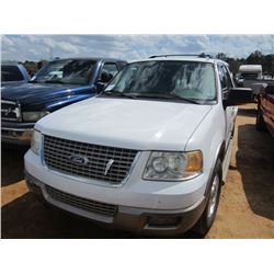 2003 FORD EXPEDITION, S/N 1FEMFU18L33LB71035, GAS ENG, AUTO TRANS, ODOMETER READING 288,448 MILES