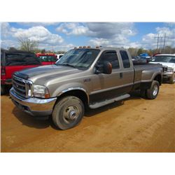 2003 FORD F350 4X4 DUALLY PICKUP, S/N 1FTWX33P83ED81426, FORD POWERSTROKE DIESEL ENG, AUTO TRANS, EX