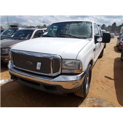 2004 FORD F250 CREWCAB PICKUP, S/N 1FTNW20P84EB00059, V8 DIESEL ENG, A/T, ODOMETER READING 258,512 M