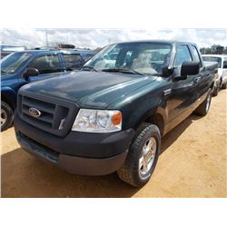 2005 FORD F150 XL EXTENDED CAB 4X4 PICKUP, S/N 1FTPX14535NA84847, V8 GAS ENG, AUTO TRANS, ODOMETER R