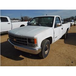 1991 CHEVROLET 2500 PICKUP, S/N 1GBGC24K8ME150853, GAS ENG, AUTO TRANS, LONG BED, ODOMETER READING 2