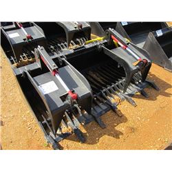 (UNUSED) 72" ROCK GRAPPLE W/ TEETH & TOP CLAMP, FITS SKID STEER LOADER