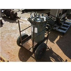 PAINT TANK W/ SPRAY GUN & HOSE, MTD ON S/A CART
