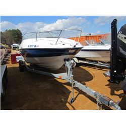 BAYLINER 21' FIBERGLASS BOAT, S/N US-BIYA87BKI405, 5.0 LITRE MERCRUISER INBOARD ENGINE, CUBBY CABIN,