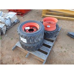 1 LOT (3) 10-16.5 TIRES & RIMS PLUS 1 RIM
