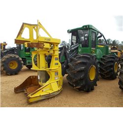 JOHN DEERE 843L FELLER BUNCHER, S/N 671355 (15 YR) FD55 SAW HEAD, ECAB W/ AIR, 67.34-25 TIRES, METER