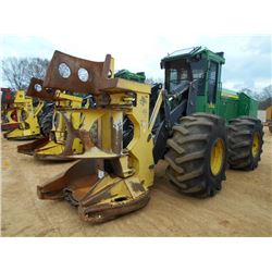 JOHN DEERE 643K FELLER BUNCHER, S/N 633225 (11 YR) JOHN DEERE FD45 SAW HEAD, ECAB W/ AIR, 28L-26 TIR
