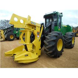 JOHN DEERE 643K FELLER BUNCHER, S/N 627159, (10 YR) JD FD 45 SAW HEAD, ECAB W/AIR, 28L-26 TIRES, MET
