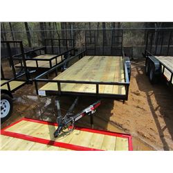 (UNUSED) 77" X 16' T/A TAG TRAILER, S/N EG22316, EXPANDED METAL FOLD UP RAMP, ST205/'75D15 TIRES