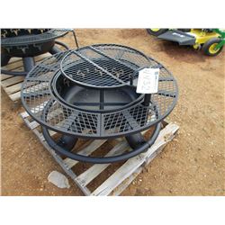 27" ROUND DEER HEAD FIRE PIT W/ GRILL RACK