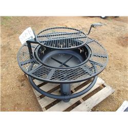 27" ROUND DEER HEAD FIRE PIT W/ GRILL RACK