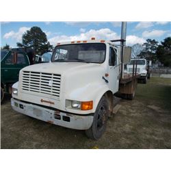 1990 INTERNATIONAL 4600 FLATBED, S/N 1HTSAZPM5LH241158, 7.3L DIESEL, 5 SPD, MIDWEST FLATBED BODY