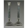 Image 1 : A pair of green marble column lamp bases,...