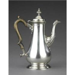 A George III plain baluster coffee pot,...