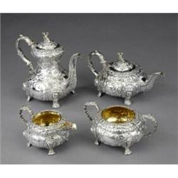 A remarkable William IV four-piece chinoiserie tea service,...