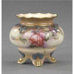 A Hadley's Worcester small compressed circular vase,...