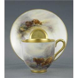 A Royal Worcester Mocha shape small coffee cup and saucer,...