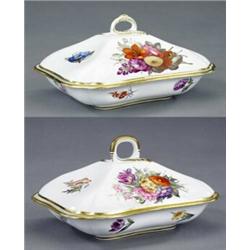 A pair of Bloor Derby cushion shape entree dishes and covers,...
