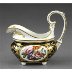 A Bloor Derby oblong cream jug, on ball feet,...