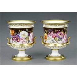 A good pair of Royal Crown Derby small urns,...