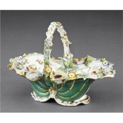 A Coalport oblong basket,...