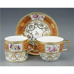 A Coalport tea cup, coffee cup and saucer,...
