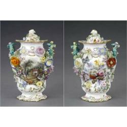 A Minton inverted baluster vase and cover,...