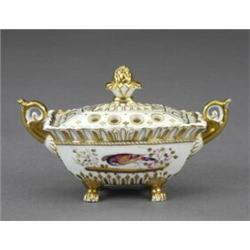 A Davenport small pierced oblong pot pourri bowl and cover,...